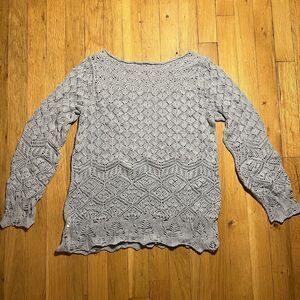 Eight Eight Eight Sweater Womens Medium Blue Open Knit Cotton Long Sleeve Y2K